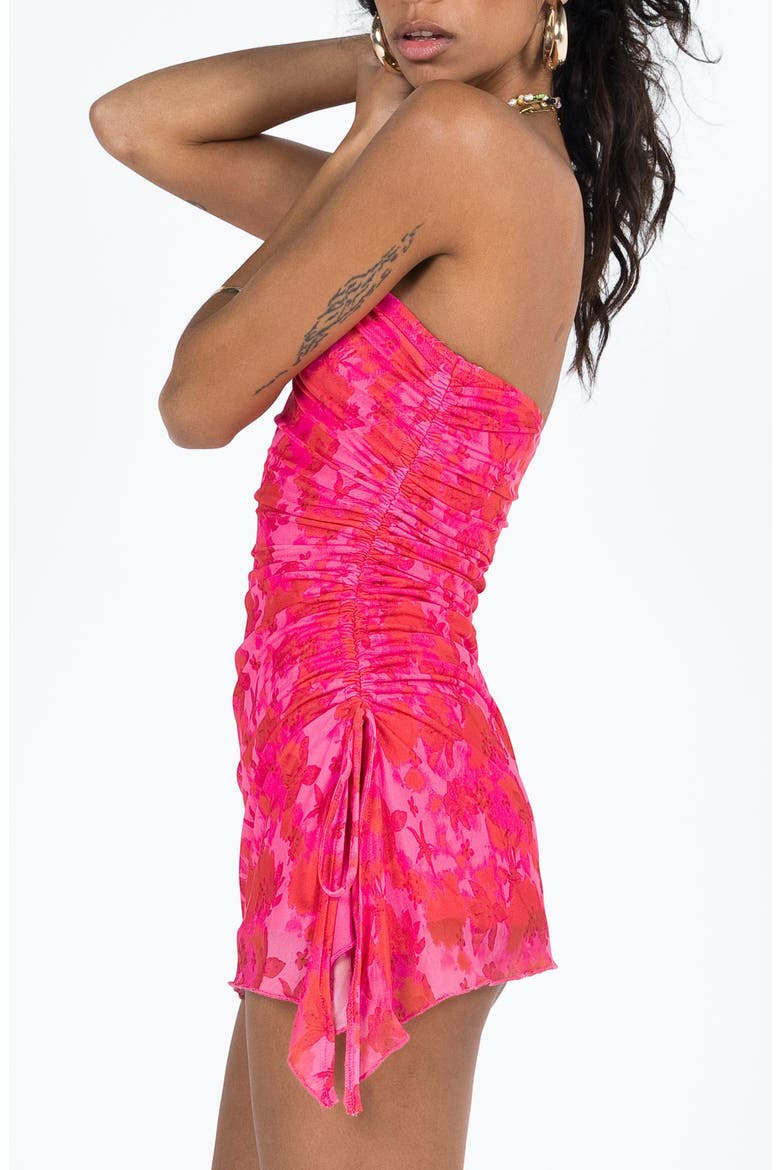 Donelli Floral Strapless Mesh Minidress, Alternate, color, PINK FLORAL