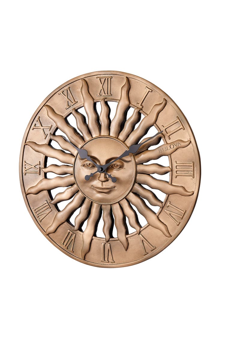 Bulova Clocks Sunrise Indoor/Outdoor Wall Clock, 14.3"", Alternate, color, Gold