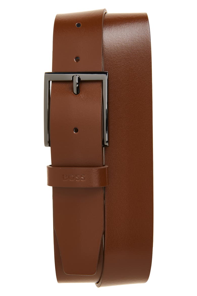 Umi Leather Belt, Main, color, MEDIUM BROWN