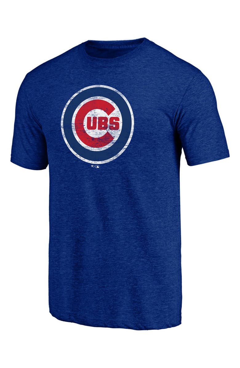 FANATICS Men's Fanatics Branded Royal Chicago Cubs Weathered Official Logo Tri-Blend T-Shirt, Main, color,