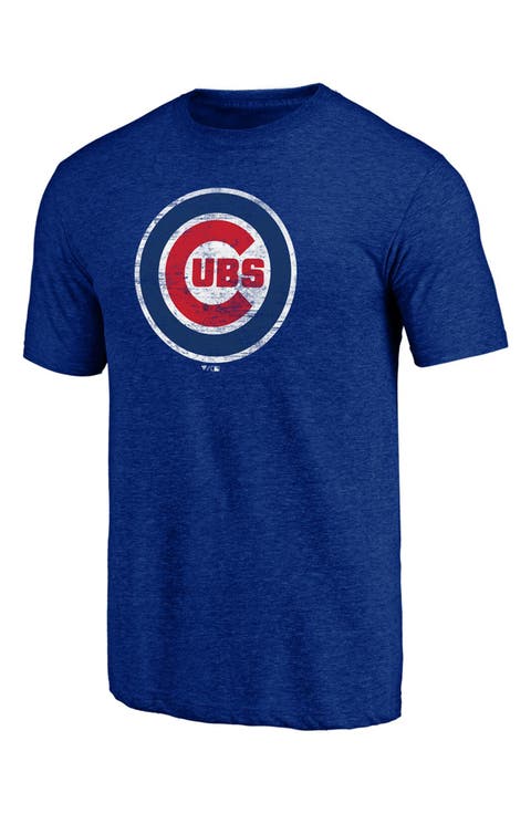 Men's Fanatics Branded Royal Chicago Cubs Weathered Official Logo Tri-Blend T-Shirt