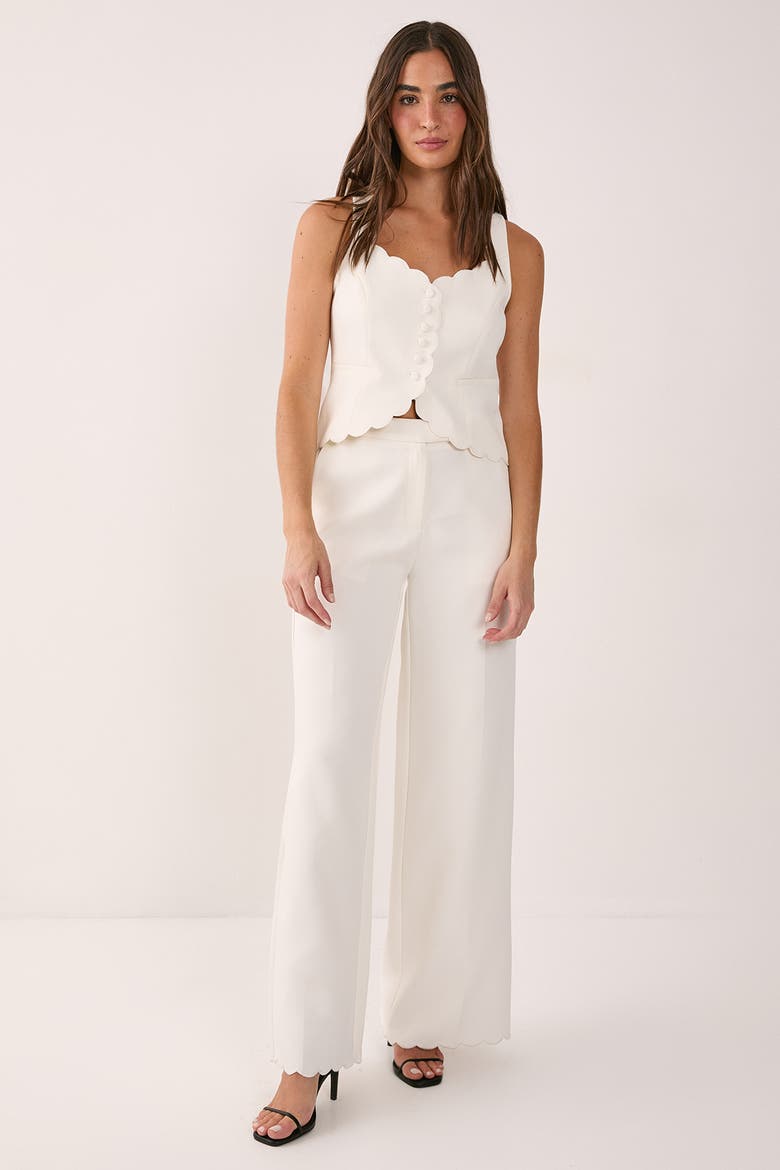 Embroidered Tailored Wide Leg Pants, Alternate, color, White