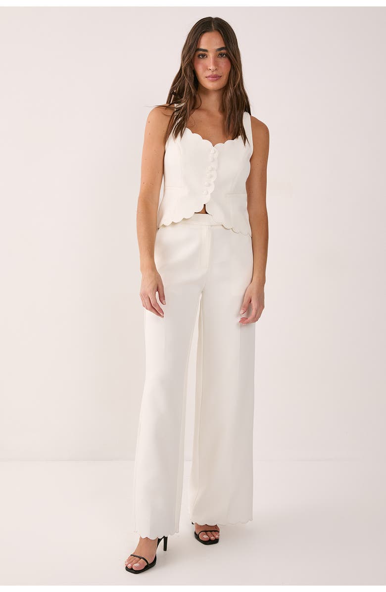 NASTY GAL Embroidered Tailored Wide Leg Pants, Alternate, color, White