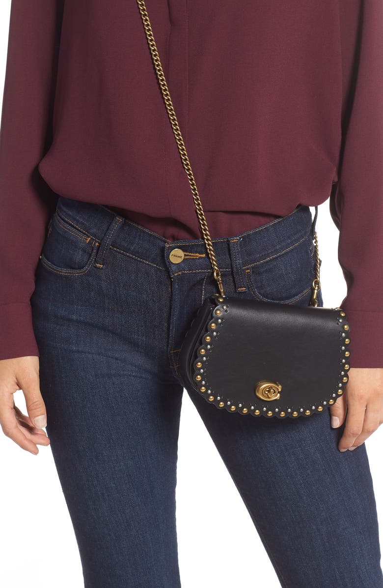 COACH Scallop Rivets Calfskin Leather Belt Bag, Alternate, color,