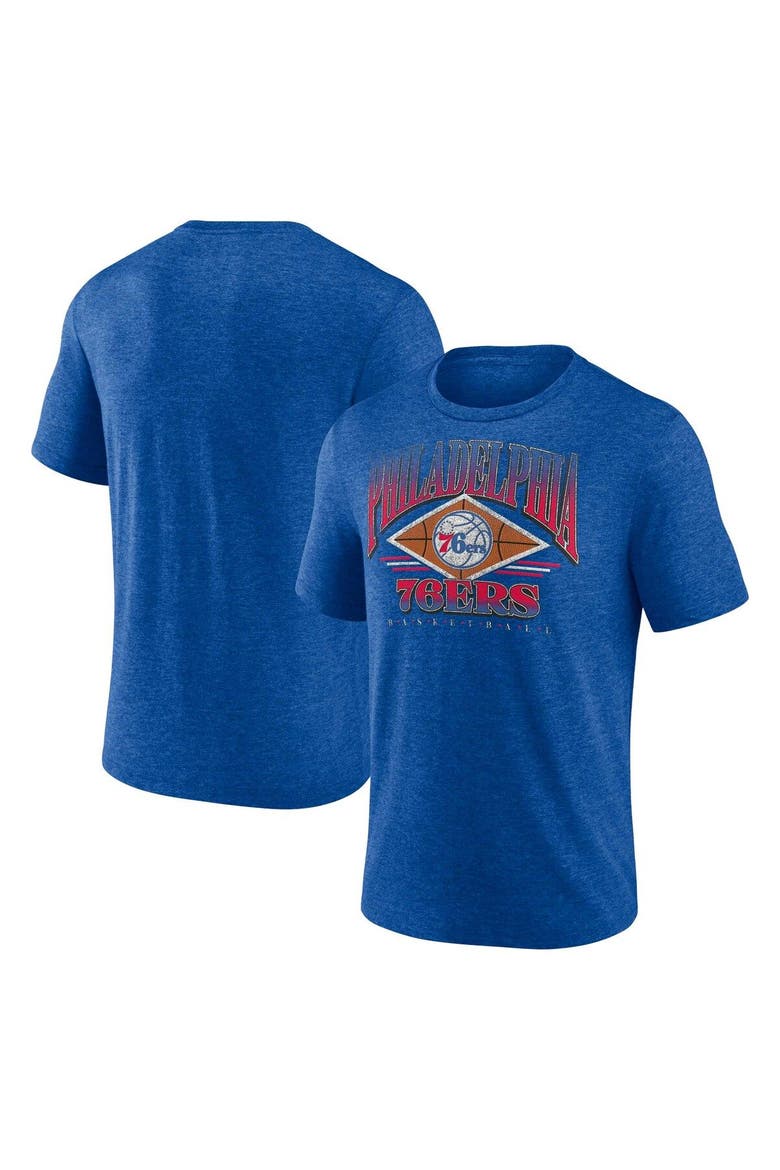 Men's Fanatics Branded Heather Royal Philadelphia 76ers True Classics Power Phase Tri-Blend T-Shirt, Main, color, Heather Royal
