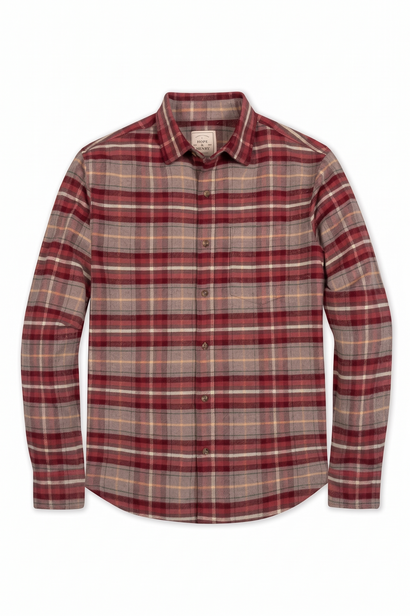 Hope & Henry Men's Organic Long Sleeve Flannel Button Down Shirt (Men ...