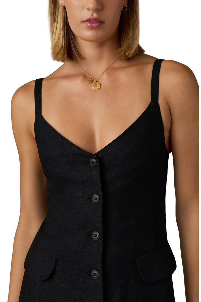 Sun Strider Milo Linen Dress, Alternate, color, BLACK