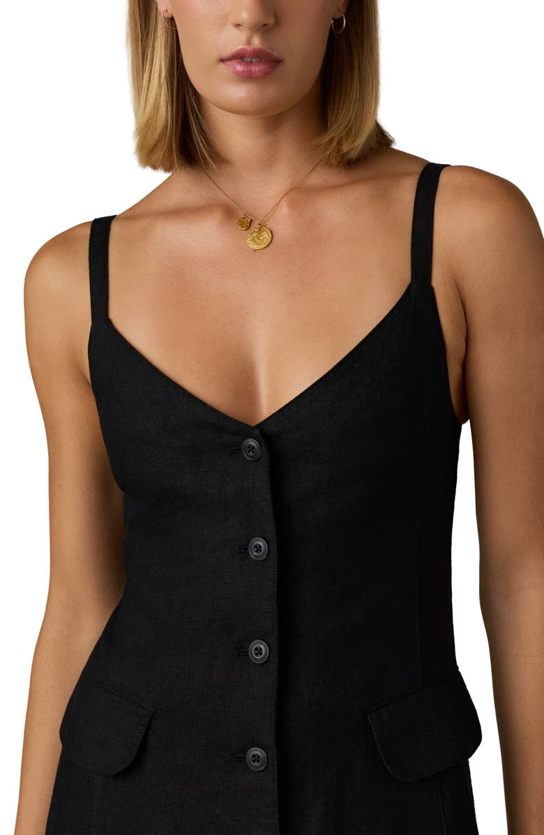 Faherty Sun Strider Milo Linen Dress, Alternate, color, Black