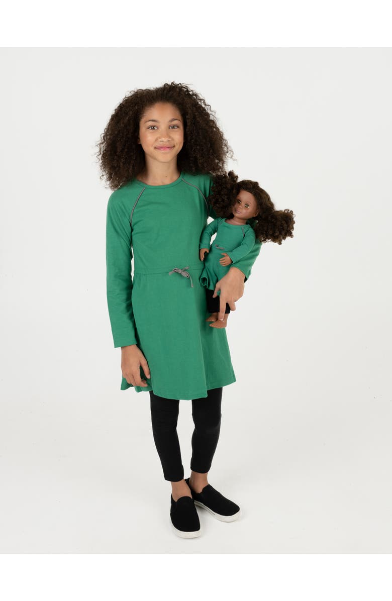 Leveret Girls Bow Tie Dress with Matching Doll Dress, Main, color, Green