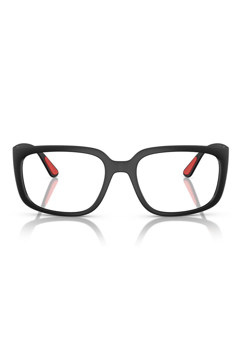 x Scuderia Ferrari 55mm Square Optical Glasses, Main, color, MATTE BLACK