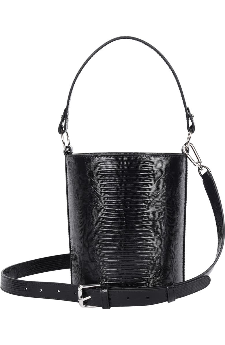 HYER GOODS Upcycled Leather Convertible Mini Bucket Bag, Main, color,
