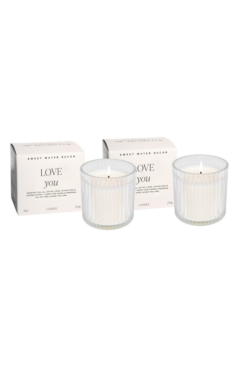 SWEET WATER DECOR Love You Ribbed Boxed Set of 2 Candles, Main, color,