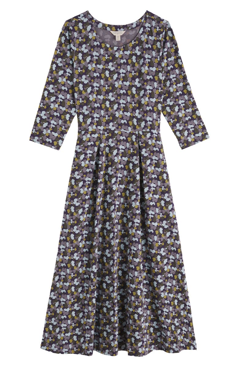 Seasalt Cornwall Veronica Print Stretch Organic Cotton Jersey Midi Dress, Alternate, color, Collaged Anemone Dark Violet