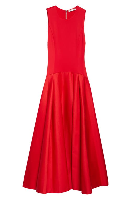 Alice And Olivia Adley Drop Waist Midi Dress In Bright Ruby