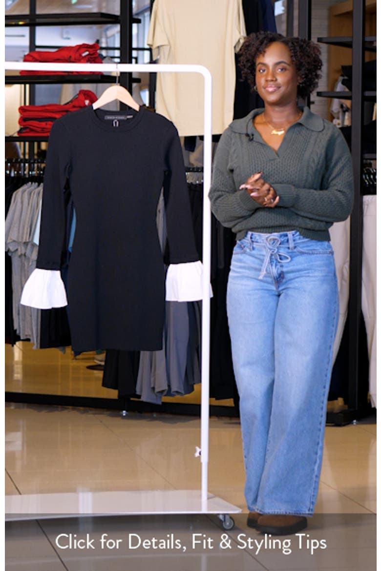 Contrast Cuff Long Sleeve Mini Sweater Dress video