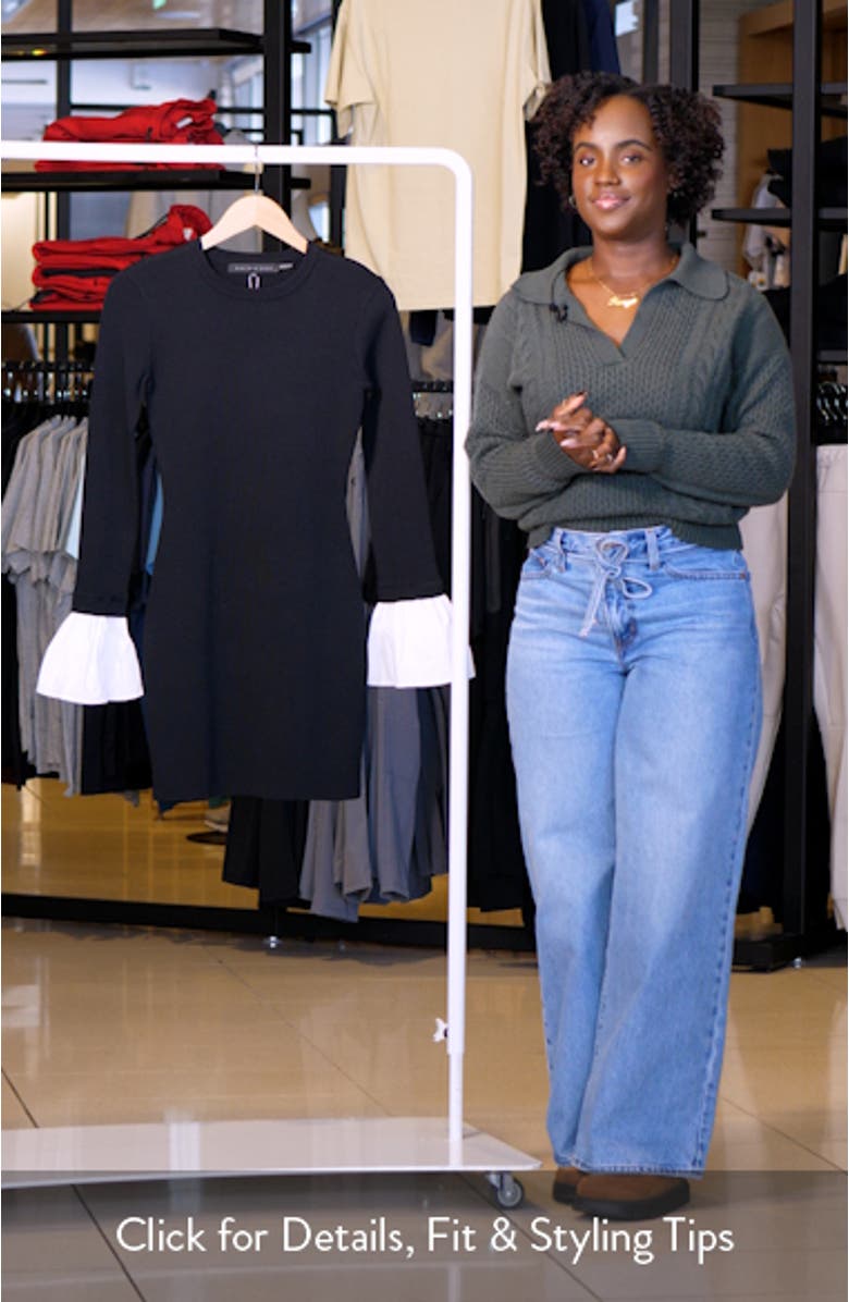 Contrast Cuff Long Sleeve Mini Sweater Dress, sales video thumbnail