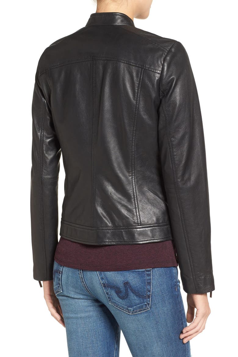 Kirwin Leather Jacket, Alternate, color, BLACK