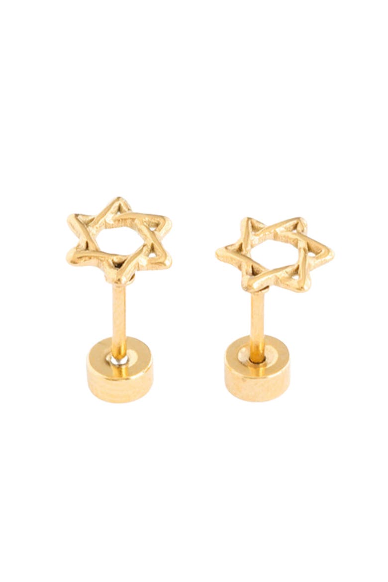 Girls' Star Of David Flatback Stud Hypoallergenic Earrings, Main, color, Gold