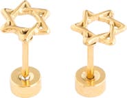 Pip Pop Girls' Star Of David Flatback Stud Hypoallergenic Earrings