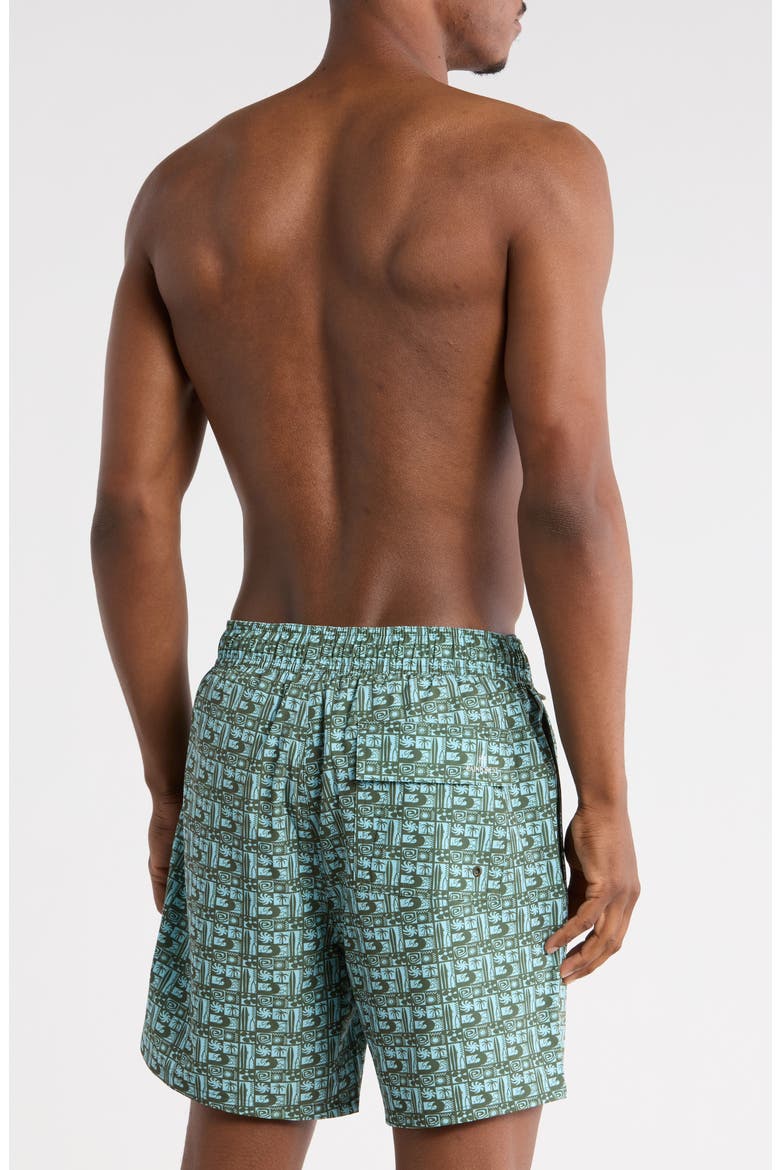6-Inch Surf Grid Swim Trunks, Alternate, color, OLIVINE COMBO