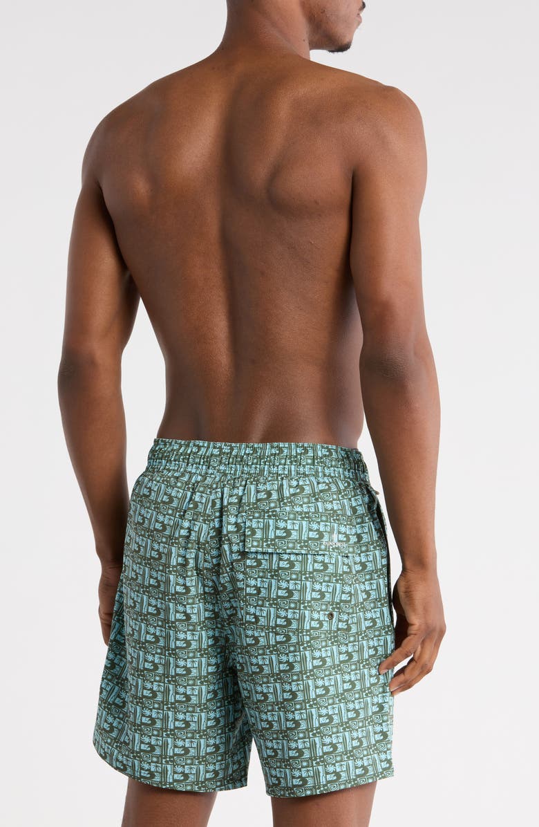 Rainforest 6-Inch Surf Grid Swim Trunks, Alternate, color, Olivine Combo