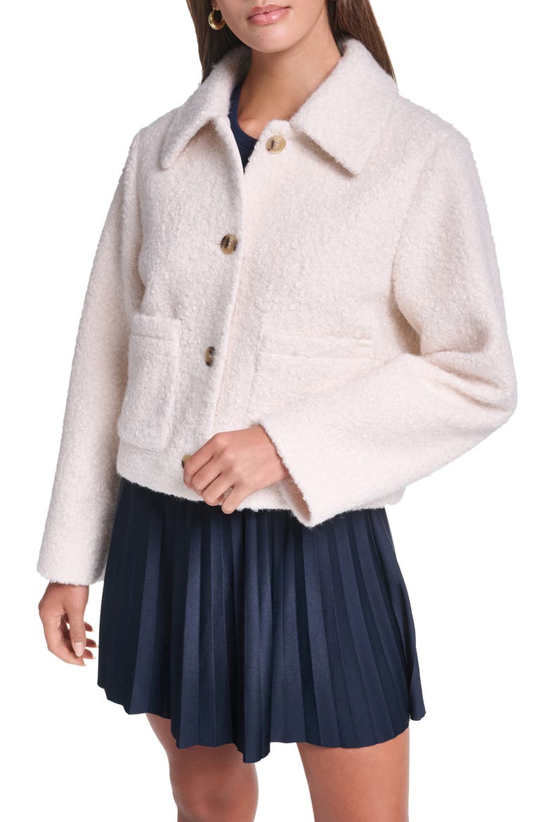 Cropped Bouclé Jacket, Main, color, CREAM