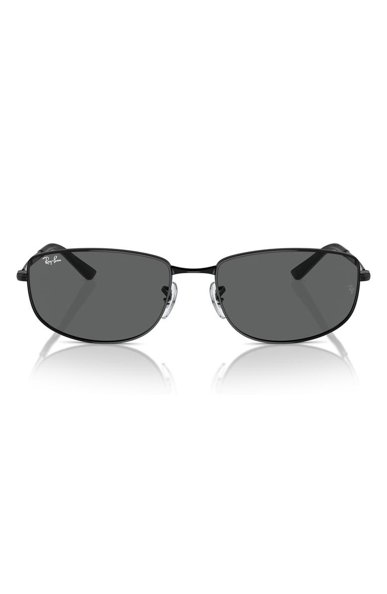 Ray-Ban 59mm Oval Sunglasses, Main, color, Black