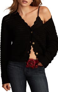 Lucky Brand Scallop Pointelle Cardigan