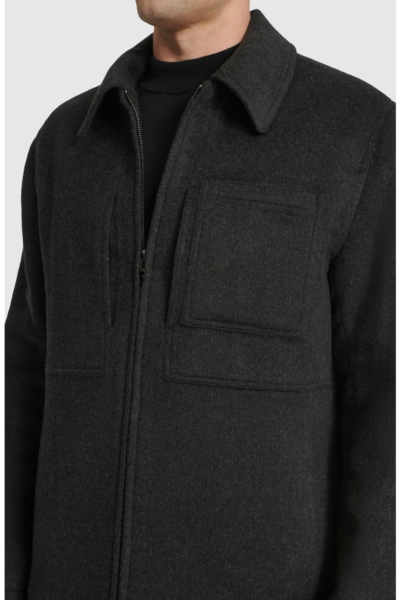 Felt Zip Front Shirt Jacket, Alternate, color, CHARCOAL