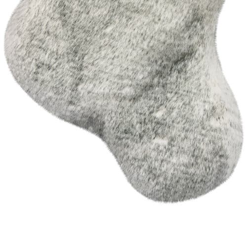 Northlight Silver Fox Faux Fur Christmas Stocking With Pom Poms In Silver
