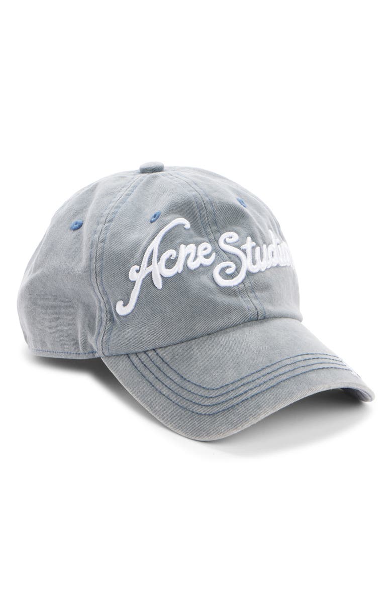 Acne Studios Tourist Logo Embroidered Cotton Twill Baseball Cap, Main, color, Black