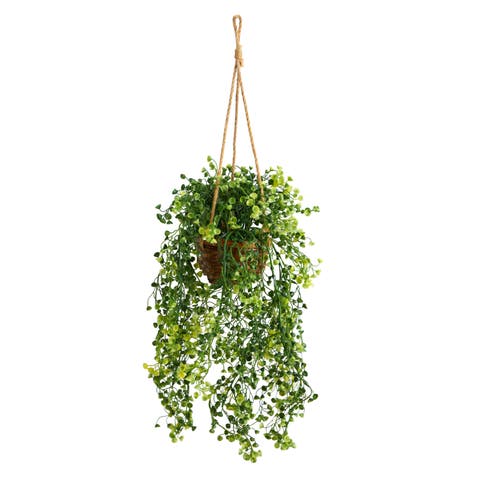 20-in Baby Tear Artificial Plant in Hanging Basket