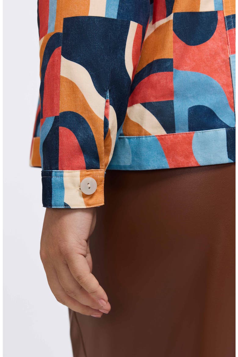 Thelma Geo Print Cotton Corduroy Shirt Jacket, Alternate, color, BEIGE