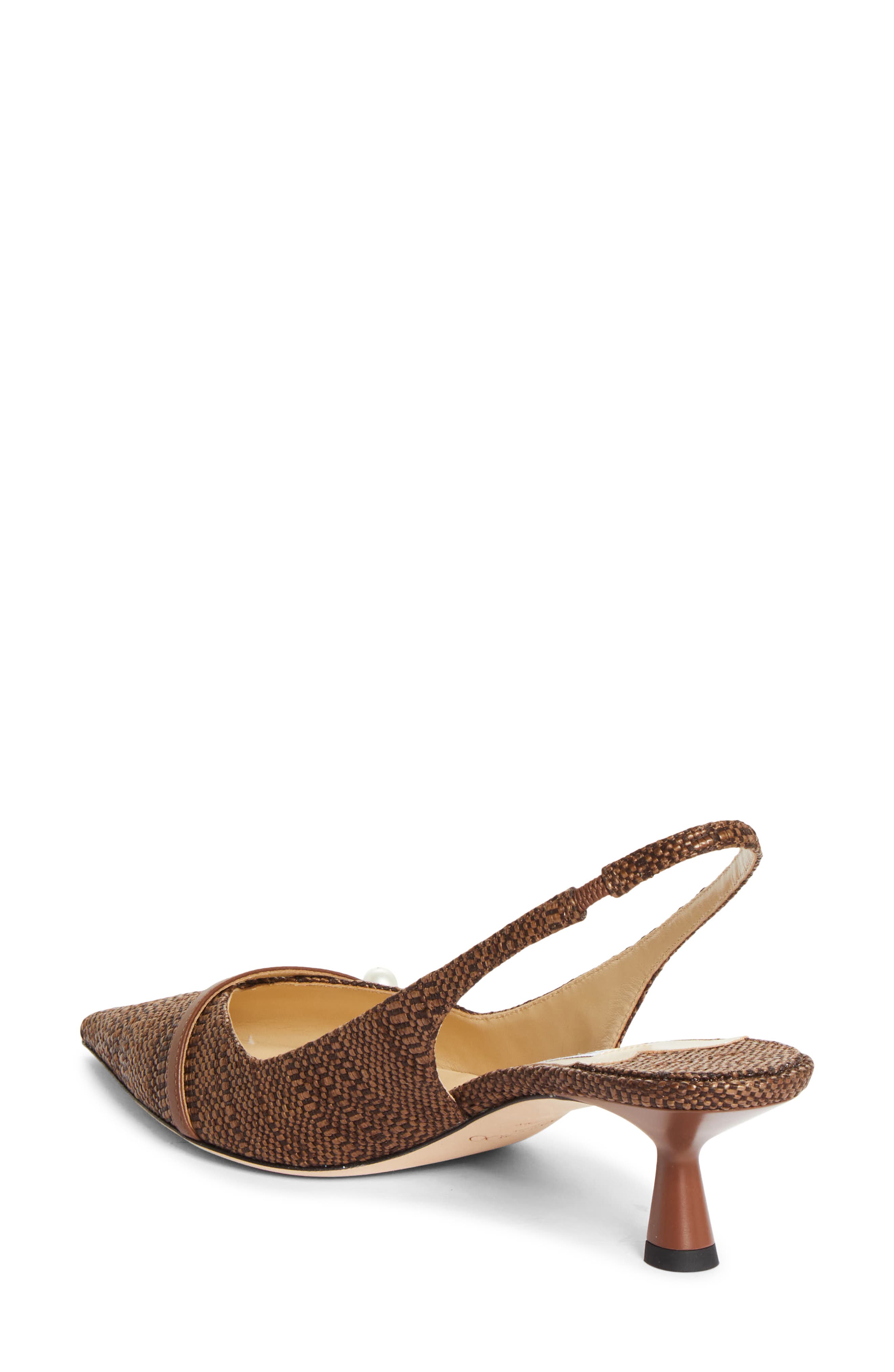 Jimmy Choo Amita Raffia Pointed Toe Slingback Pump, Alternate, color, Tan