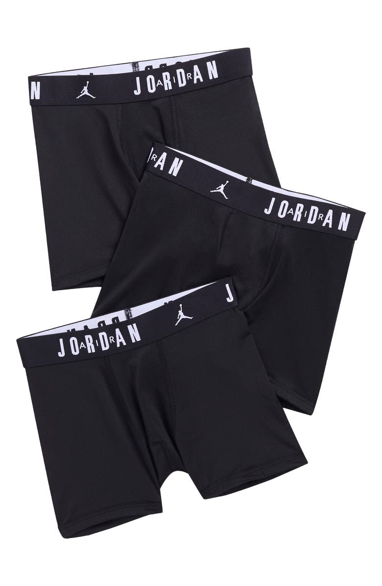 Jordan Kids' 3-Pack Performance Boxer Briefs, Main, color, Black
