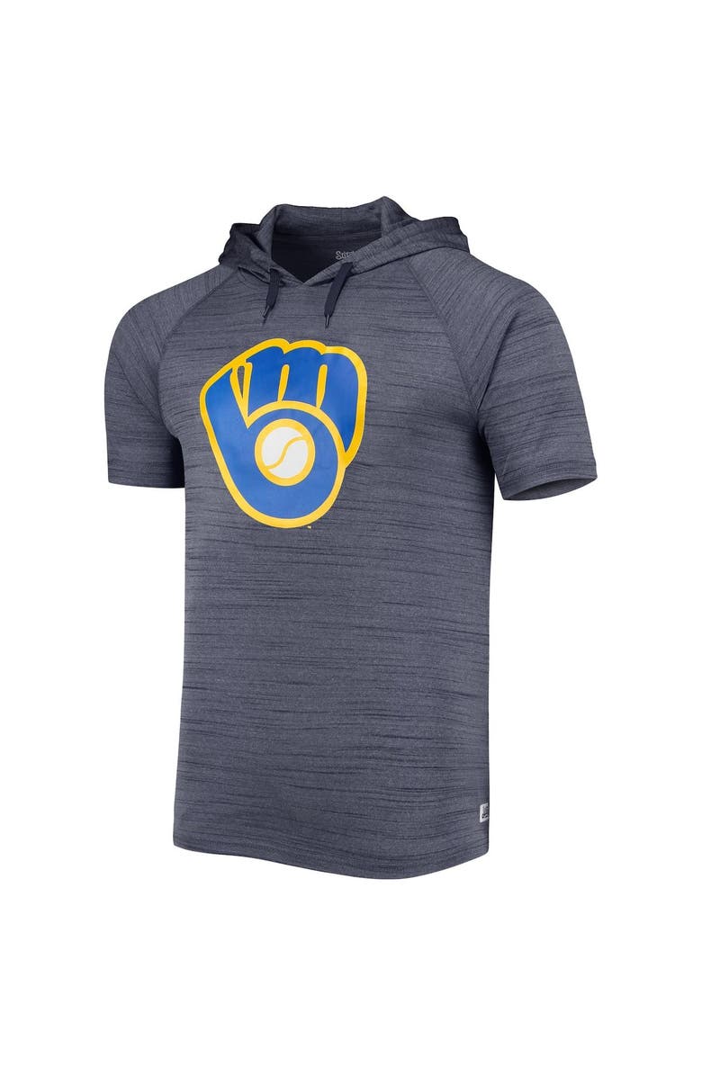 STITCHES Men's Stitches Navy Milwaukee Brewers Space-Dye Raglan Hoodie T-Shirt, Alternate, color, 