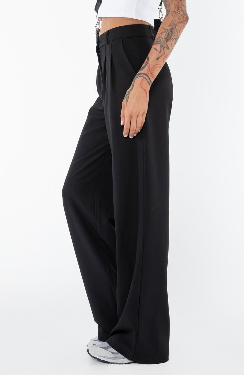 Princess Polly Archer Pleated High Waist Straight Leg Pants, Alternate, color, Black