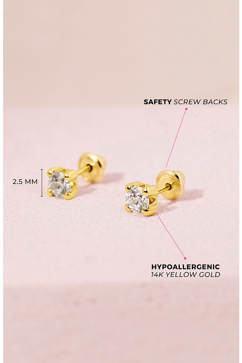 14k Prong Set Diamond Little Earrings, Alternate, color, Gold