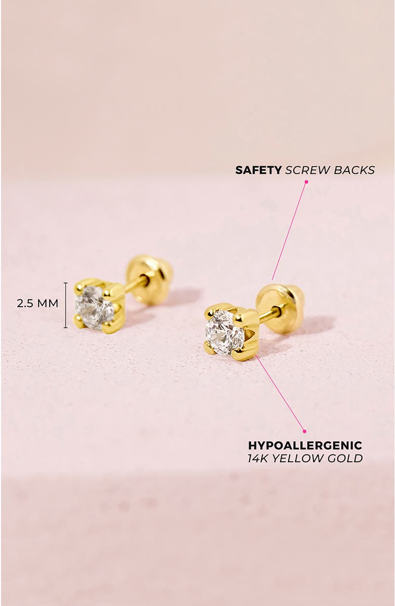 In Season Jewelry 14k Prong Set Diamond Little Earrings, Alternate, color, Gold