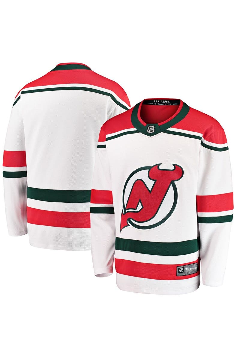 FANATICS Men's Fanatics Branded White New Jersey Devils 2022/23 Heritage Premier Breakaway Jersey, Main, color, 