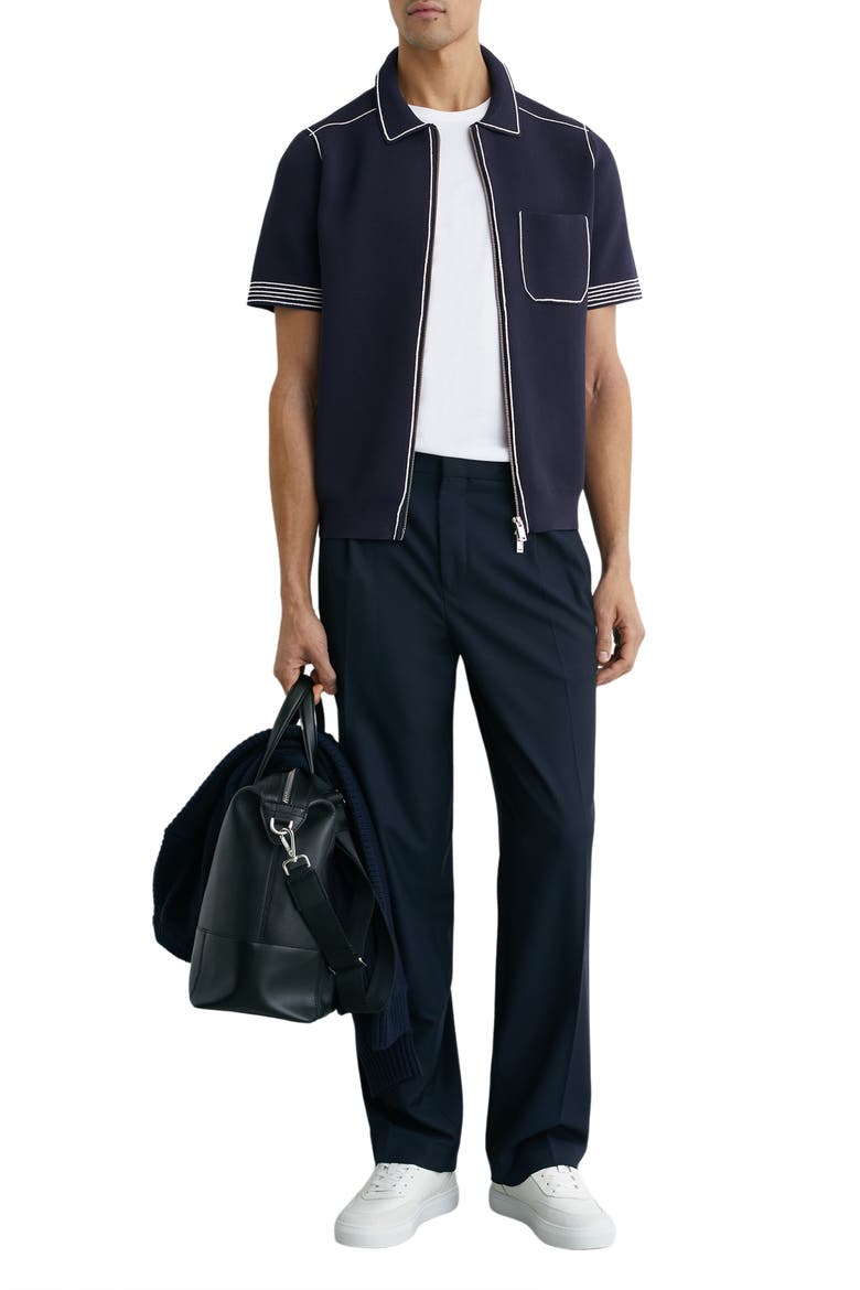 Blake Piped Zip Shirt, Alternate, color, NAVY