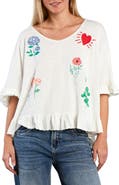 Billy T Floral & Heart Ruffle T-Shirt