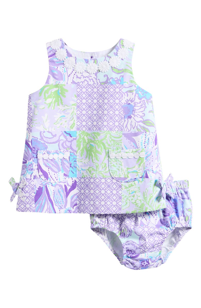 Lilly Pulitzer<sup>®</sup> Collage Print Cotton Shift Dress & Bloomers, Main, color, Multi Juicy Story Patch