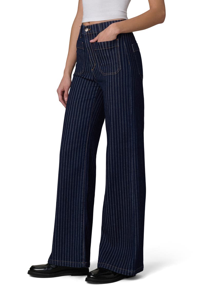 The Mia High Waist Patch Pocket Wide Leg Jeans, Alternate, color, INDIGO STRIPE