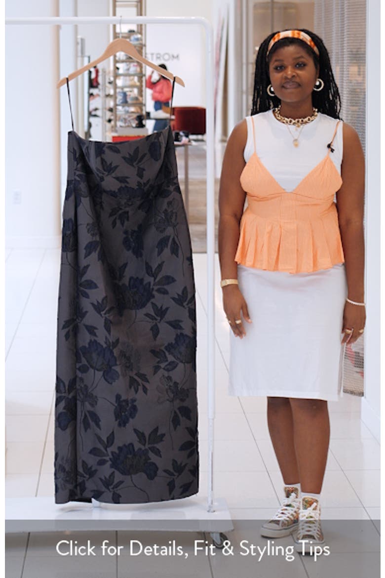 Metallic Floral Jacquard Strapless Sheath Gown video