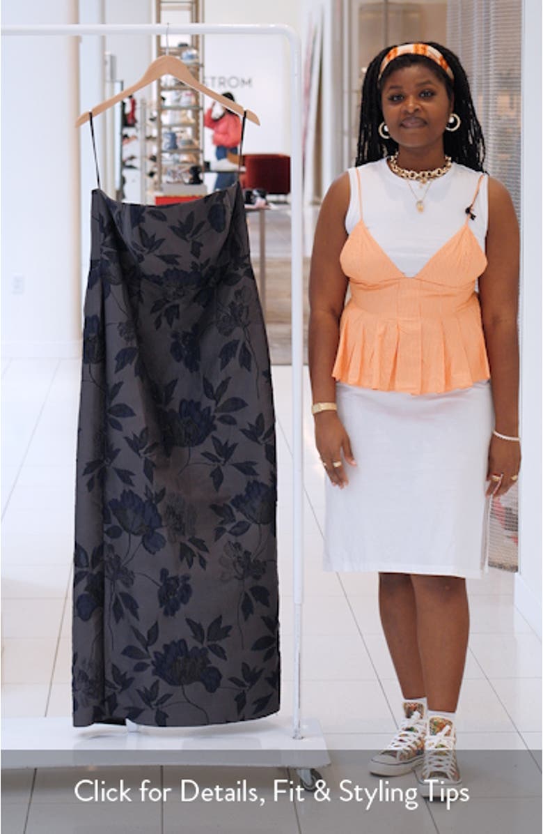 Metallic Floral Jacquard Strapless Sheath Gown, sales video thumbnail