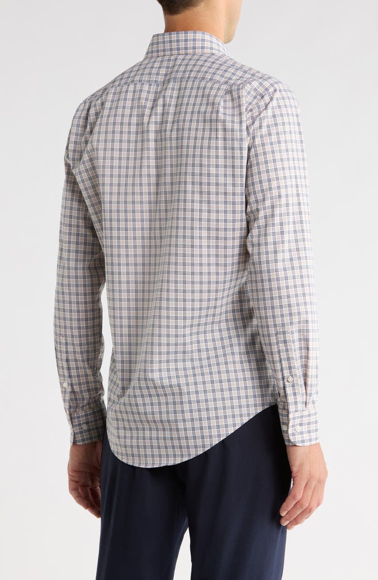 NORDSTROM RACK Trim Fit Non-Iron Dress Shirt, Alternate, color, Navy- Tan Octavia Plaid