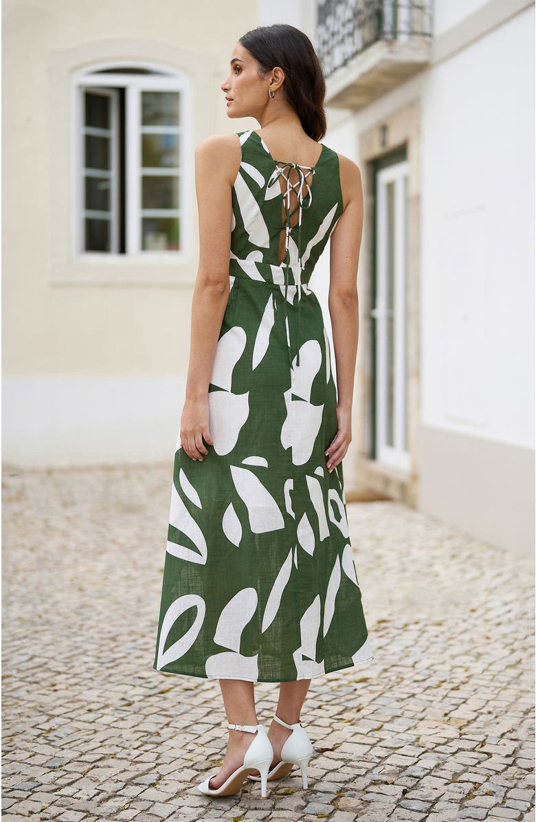 Yumi Cotton Abstract Print Maxi Dress, Alternate, color, Green