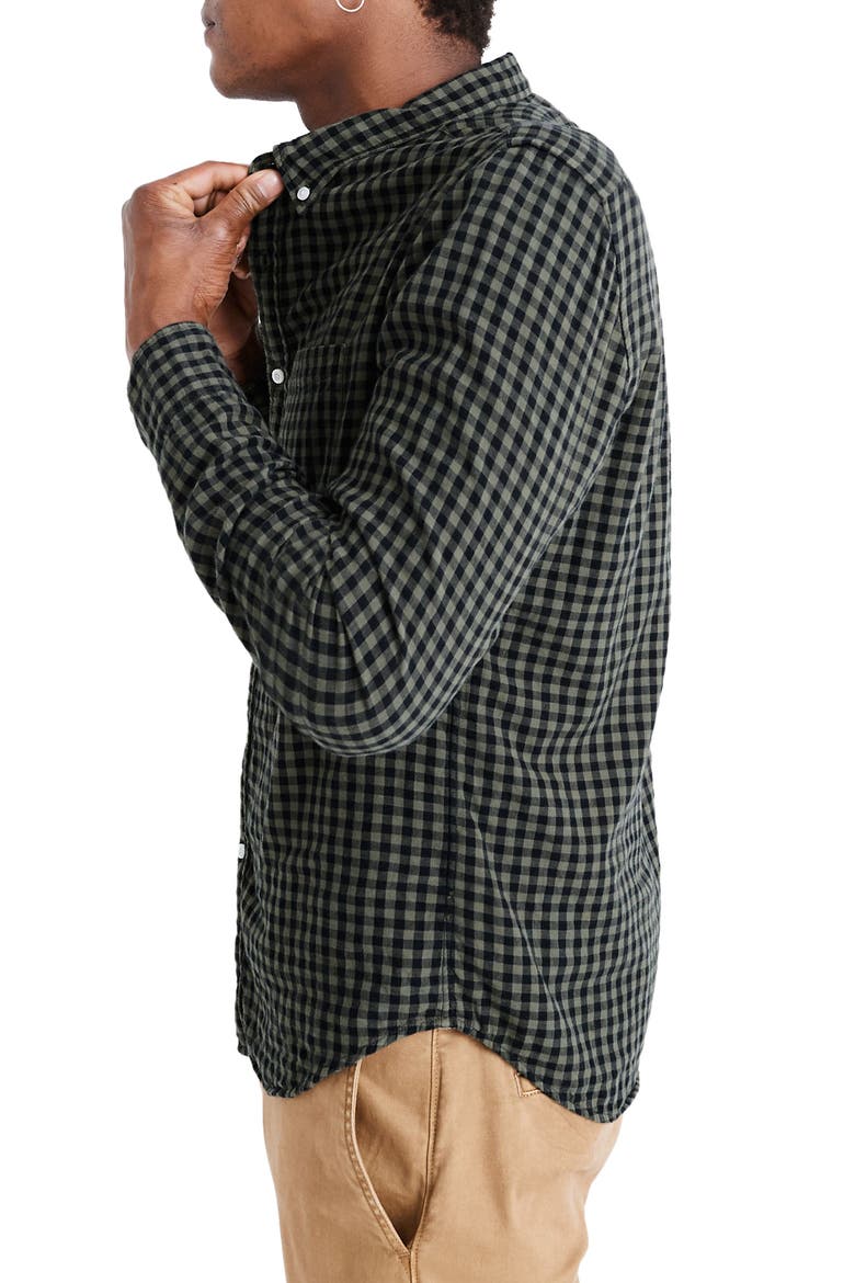 Double Weave Gingham Check Button-Down Sport Shirt, Alternate, color, DRIED CLOVER GINGHAM