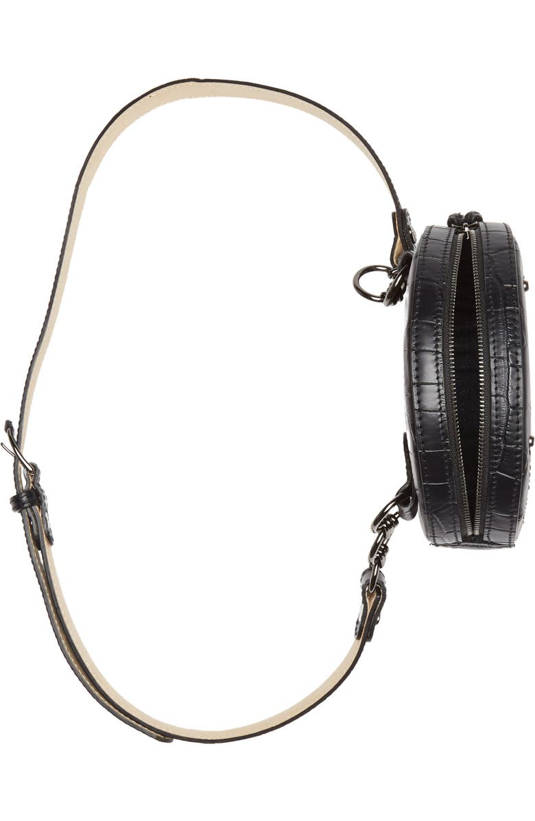 Longchamp Croc Embossed Circle Belt Bag, Alternate, color, Black